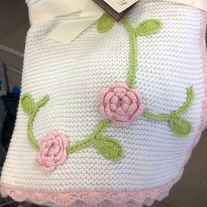 Koala baby blanket, 💯 cotton, rose detail RARE